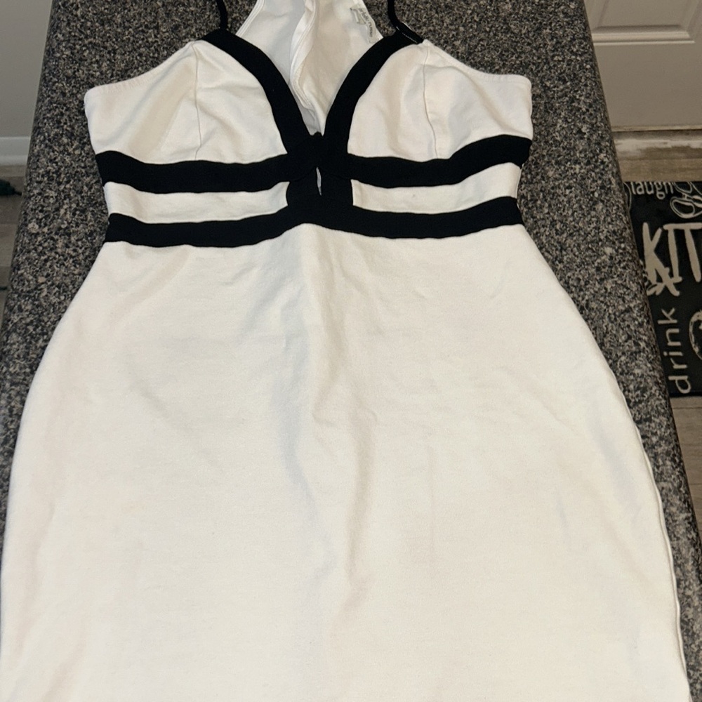Gently Used Charlotte Russe Black and White Halter Sheath Dress